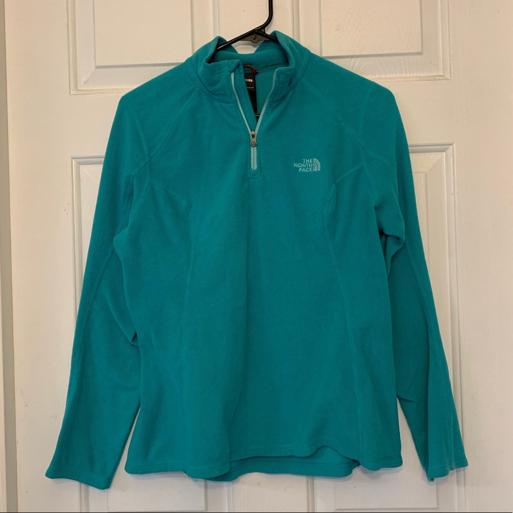 Teal north face fleece quarter zip